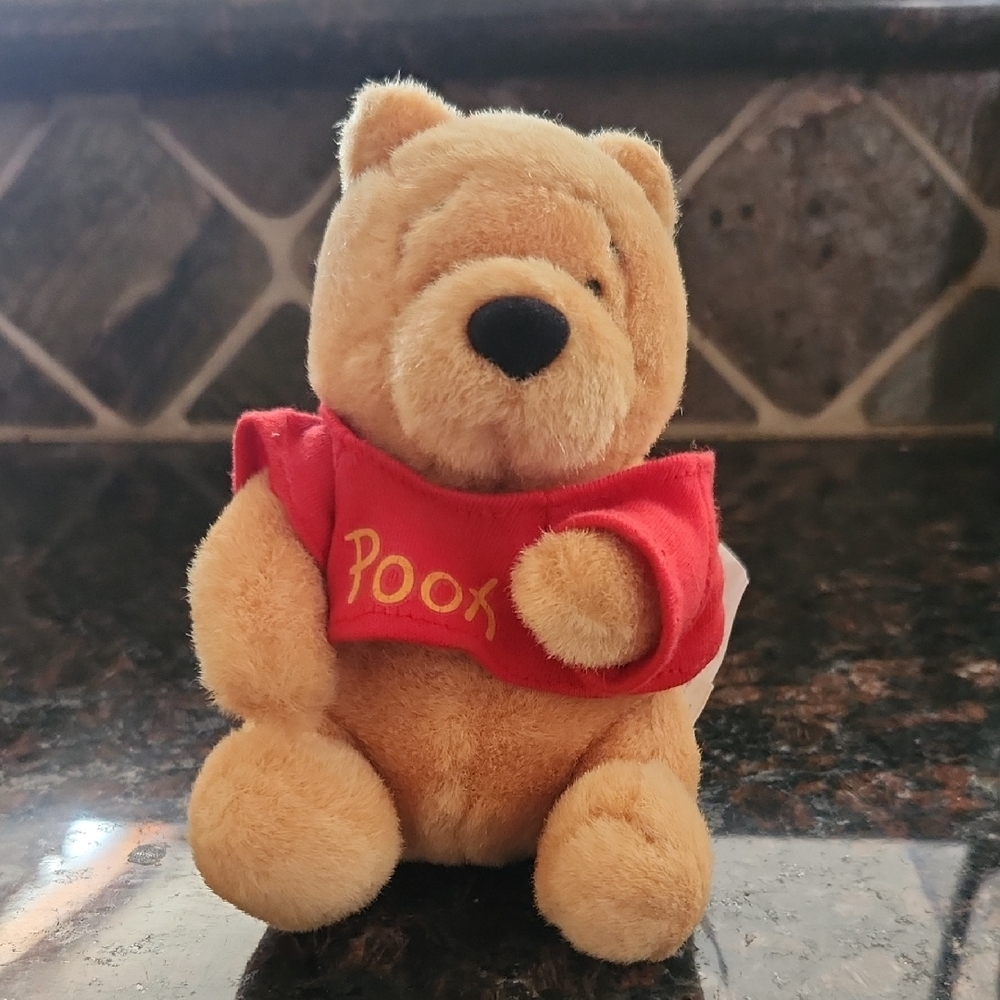 Disney Classic Pooh Bear Vintage Plush with Red Shirt